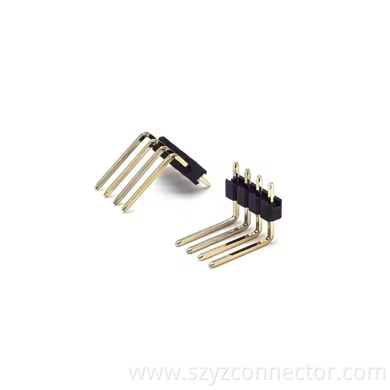 2.54mm Pitch Pin Header Single Row Right Angle SQ0.64mm H2.5mm 14P (1)